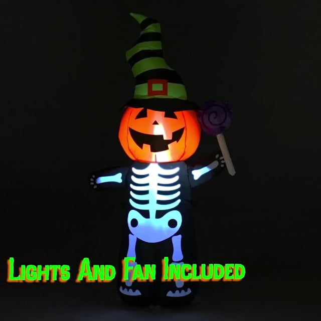 Video of Jack-o'-Lantern Skeleton Halloween Inflatable, 4''
