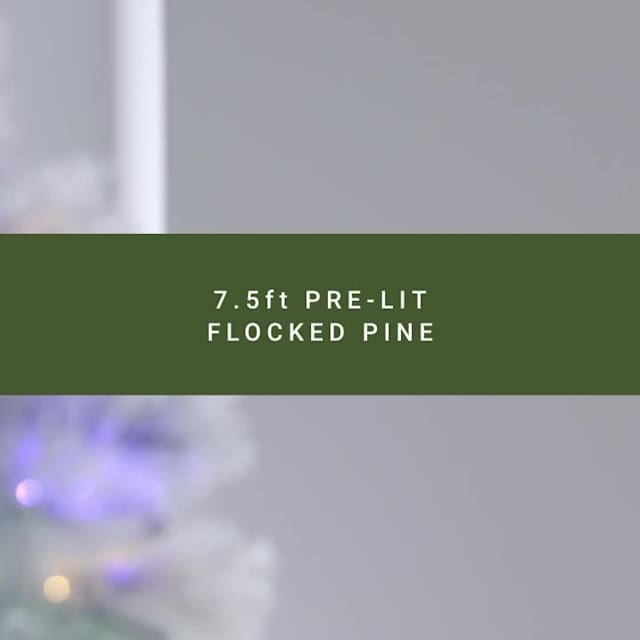 Video of (B19) Pre-Lit Flocked Pine Christmas Tree, 7.5''