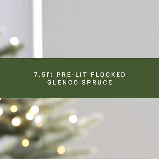 Video of (B9) Pre-Lit Flocked Glenco Spruce Christmas Tree, 7.5''