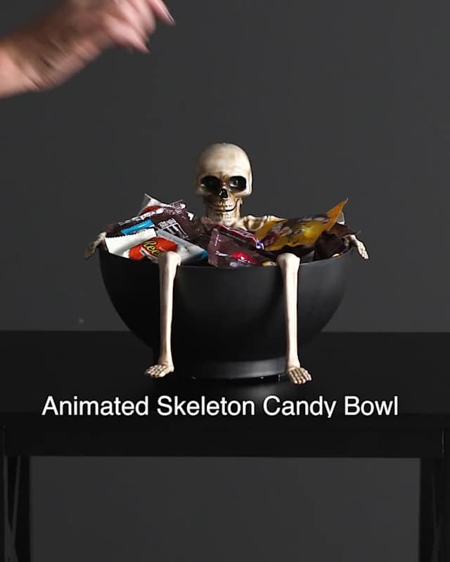 Video of Southern Gothic Animated Halloween Skeleton Candy Bowl'
