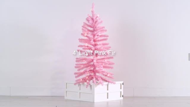 Video of (A15) Pre-Lit LED Light Pink Fir Christmas Tree, 4''