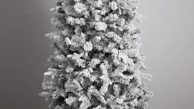 Video of (B27) Pre-Lit Flocked Virginia Pine Christmas Tree, 7''
